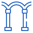 二本のアーチ支柱を示す橋のアイコン