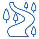 木々に囲まれた曲がり道のアイコン