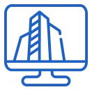 モニターに建物が映る設計のアイコン