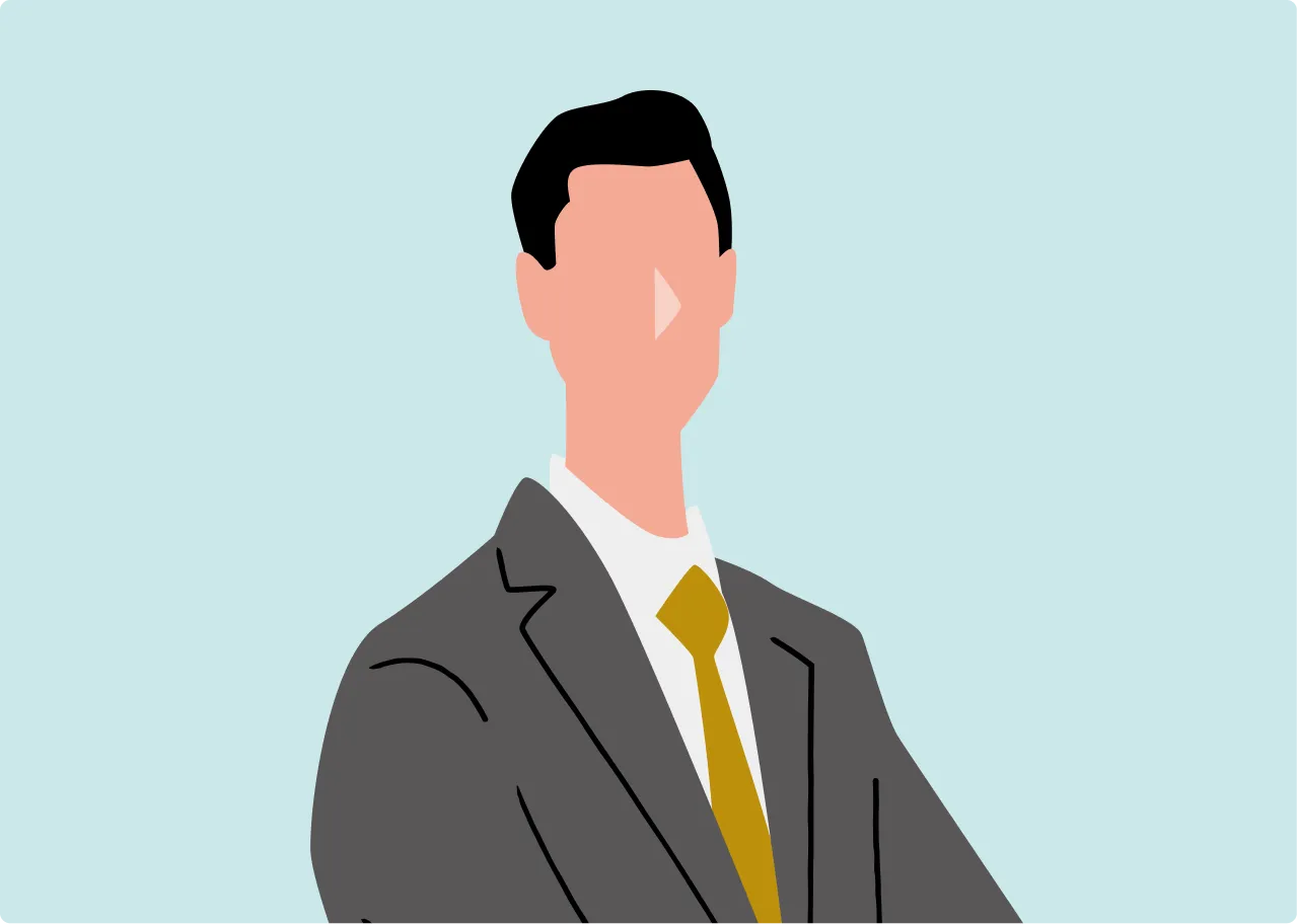 スーツと黄色のネクタイを着たビジネスマンのイラスト