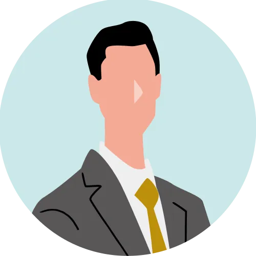 スーツと黄色のネクタイを着たビジネスマンのイラスト